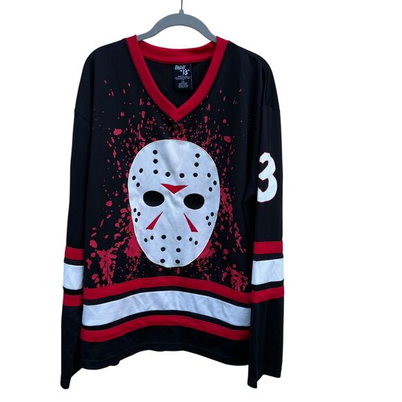 Friday the 13th Jason Voorhees Blood Splattered Hockey Jersey Horror Adult L - Picture 1 of 10